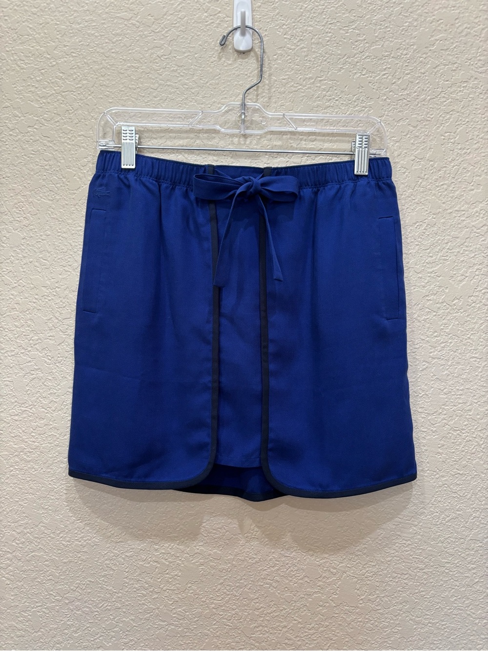 NWOT Lacoste Women's Textured Tulip Mini Skirt Royal Blue Tennis Preppy Coastal
